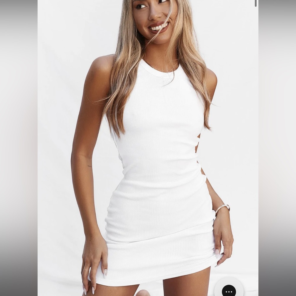 All Things Golden - The Ribbed Muscle Dress, white, size small